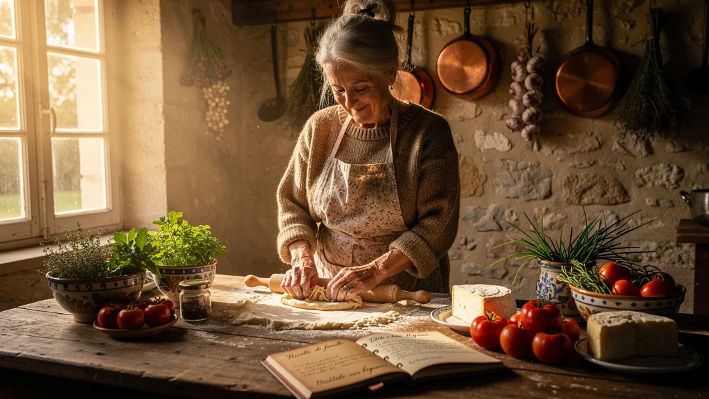 Cuisine traditionnelle du pays de Pompadour avec recettes familiales dans une cuisine rustique française
